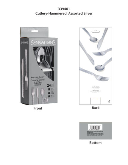 Sensations, Assorted Plastic Cutlery Metallic Silver, Case Of 12, 24 Ct