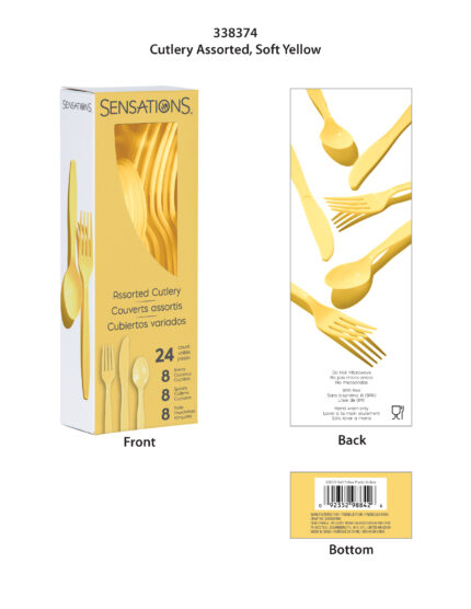Sensations, Soft Yellow Boxed Assorted Plastic Cutlery, Case Of 12, 24 Ct
