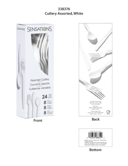 Sensations, White Boxed Assorted Plastic Cutlery, Case Of 12, 24 Ct