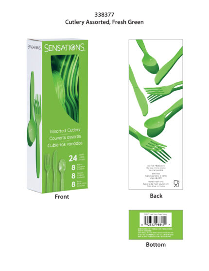 Sensations, Fresh Green Boxed Assorted Plastic Cutlery, Case Of 12, 24 Ct