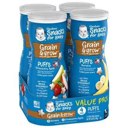 Gerber, Snacks For Baby Value Pack: Banana/Strawberry, Apple, Grain & Grow, Case Of 2, 5.92 Oz