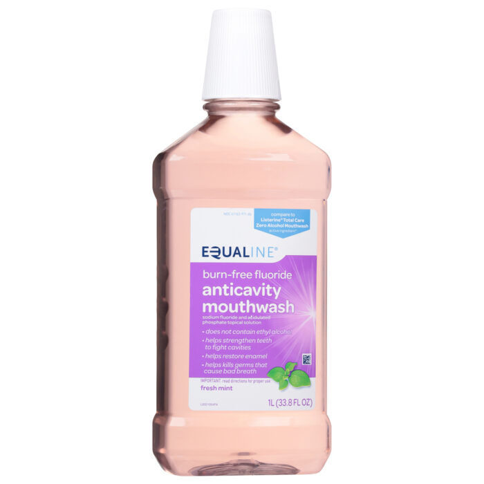 Equaline, Burn-Free Fluoride Anticavity Fresh Mint Mouthwash, Case Of 6, 1 Lt - Image 1