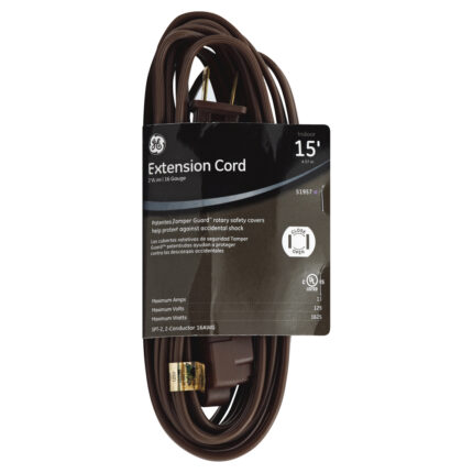 Ge, Indoor Extension Cord Brown 15Ft, 1 Each, 1 Ct