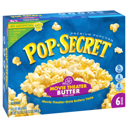 Pop Secret, Premium Movie Theater Butter Popcorn 6 - 3.2 Oz Bags, Case Of 6, 19.2 Oz