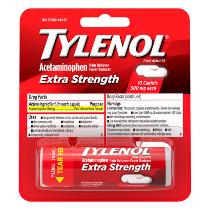 Tylenol, Acetaminophen Extra Strength Caplets, Case Of 12, 1 Ct