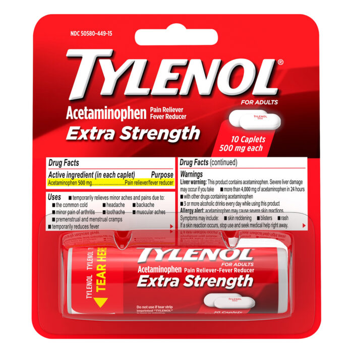 Tylenol, Acetaminophen Extra Strength Caplets, Case Of 12, 1 Ct - Image 1