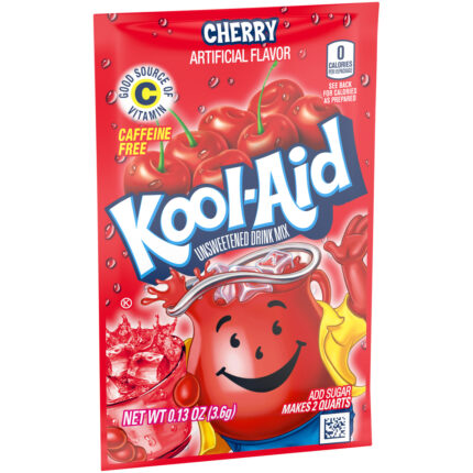 Kool-Aid, Unsweetened Cherry Artificially Flavored Powdered Soft Drink Mix Packet, Case Of 48, .13 Oz