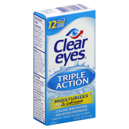 Clear Eyes, Triple Action Lubricant Eye Drops, Case Of 3, 0.5 Fl Oz