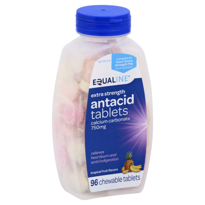 Equaline, Antacid Extra Strength Chewable Tablets Tropical Fruit Flavors, Case Of 6, 96 Ct - Image 1
