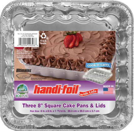 Handifoil, Eco Square Cake Pan With Lid 8 In, Case Of 75, 3 Ct