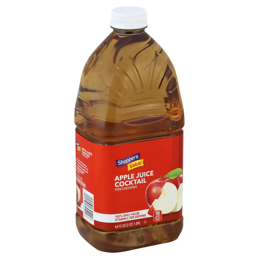 20488085cc6d46e9866b85b0796a10223Fsize3D1000_Syndigo.jpg Shoppers Value, Apple Juice Cocktail, Case Of 8, 64 Fl Oz - Image 1