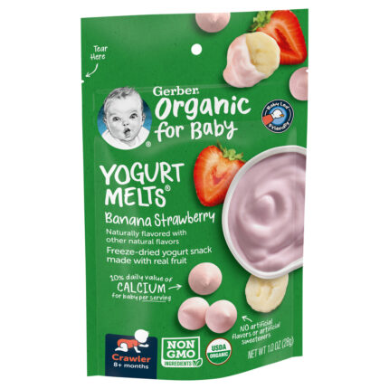 Gerber, Organic For Baby Yogurt Melts Banana Strawberry Snacks Pouch, Case Of 7, 1 Oz