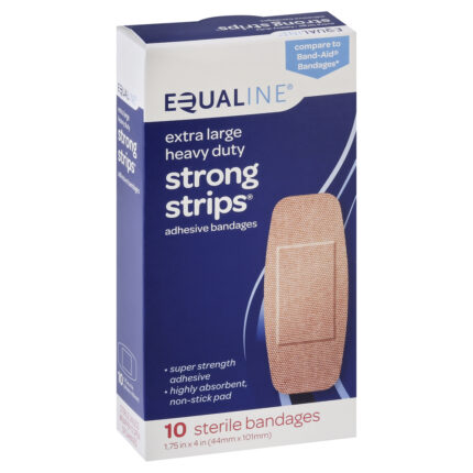 Equaline, Adhesive Bandages Strong Strips Extra Large, Case Of 6, 10 Ct