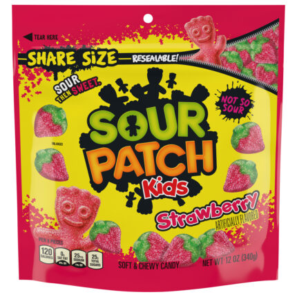 Sour Patch, Kids Strawberry Soft And Chewy Candy Bag, Case Of 12, 12 Oz