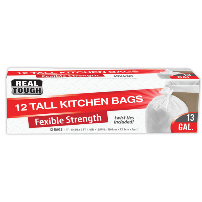 Real Tough Trash Bag Kitchen Tall 13 Gl 12 Ct Twist Tie - Image 1