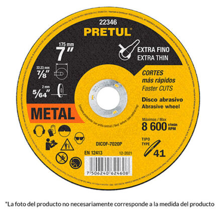 7"X1.5 Mm, T1, Cutting Wheel, Pretul