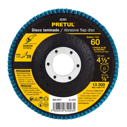 D-4-1/2" X 7/8", 60 Grit Flap Disc