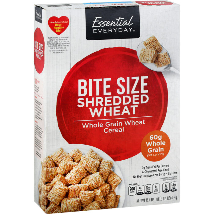 Essential Everyday, Bite Size Shredded Whole Grain Wheat Cereal, Case Of 10, 16.4 Oz - Image 1
