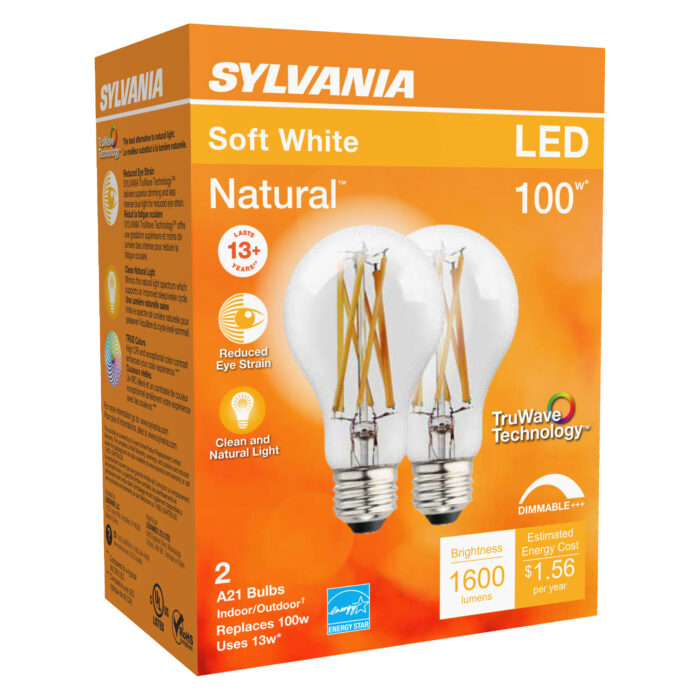 Sylvania, Led Light Bulbs Soft White Type A21 13W 100W Equivalent Dimmable, Case Of 4, 2 Ct - Image 1