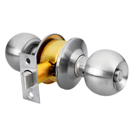 Knobset Lock Bal Satin Chrome Bath