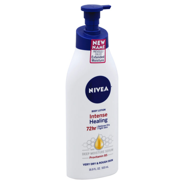 Nivea, Intense Healing Body Lotion 72 Hour Moisture For Dry To Very Dry Skin Pump Bottle, Case Of 3, 16.9 Fl Oz - Image 1