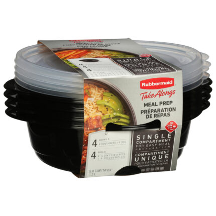 Rubbermaid, Take Alongs Bowls Meal Prep Containers & Lids Pieces 5.0 Cups, Case Of 4, 4 Ct