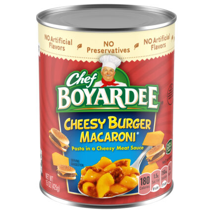 Chef Boyardee, Cheesy Burger Macaroni Pasta In Cheesy Meat Sauce, Case Of 12, 15 Oz