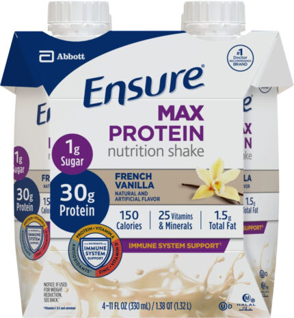 Ensure, Max Protein Nutrition Shake Vanilla 4/11 Fl Oz, Case Of 3, 44 Fl Oz