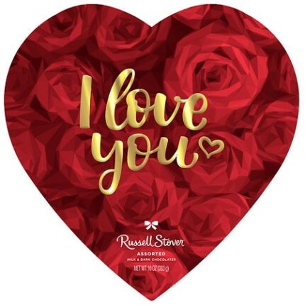 Russel Stover, Chocolates Milk & Dark Assorted I Love You Heart Box, Case Of 6, 10 Oz