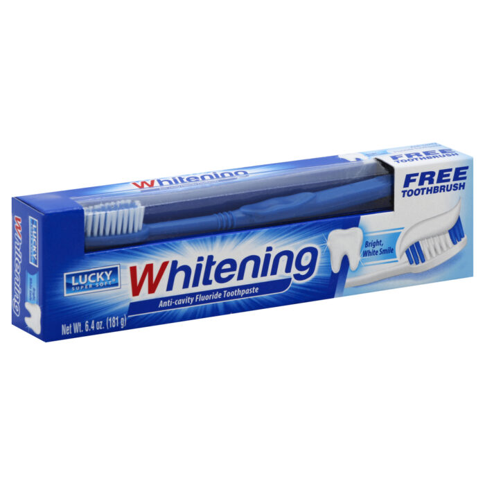Lucky, Super Soft Adult Toothpaste With Toothbrush Whitening, Case Of 24, 1 Ct - Image 1