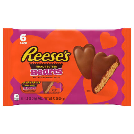 Reese'S, Milk Chocolate Peanut Butter Hearts Candy Valentine'S Day Pack, Case Of 18, 7.2 Oz