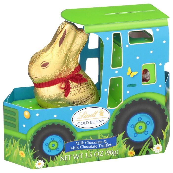 Lindt, Gold Bunny Milk Chocolate And Milk Chocolate Truffles Tractor, Case Of 8, 3.5 Oz - Image 1