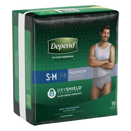 Depend, Fit Flex Adult Incontinence Underwear For Men Maximum Absorbency Small Medium Gray, Case Of 2, 19 Ct