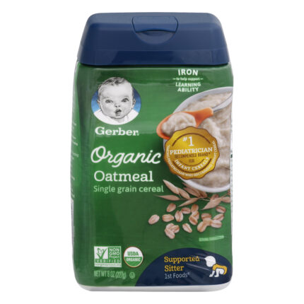 Gerber Baby Food, Organic Supported Sitter Oatmeal Cereal, Case Of 6, 8 Oz