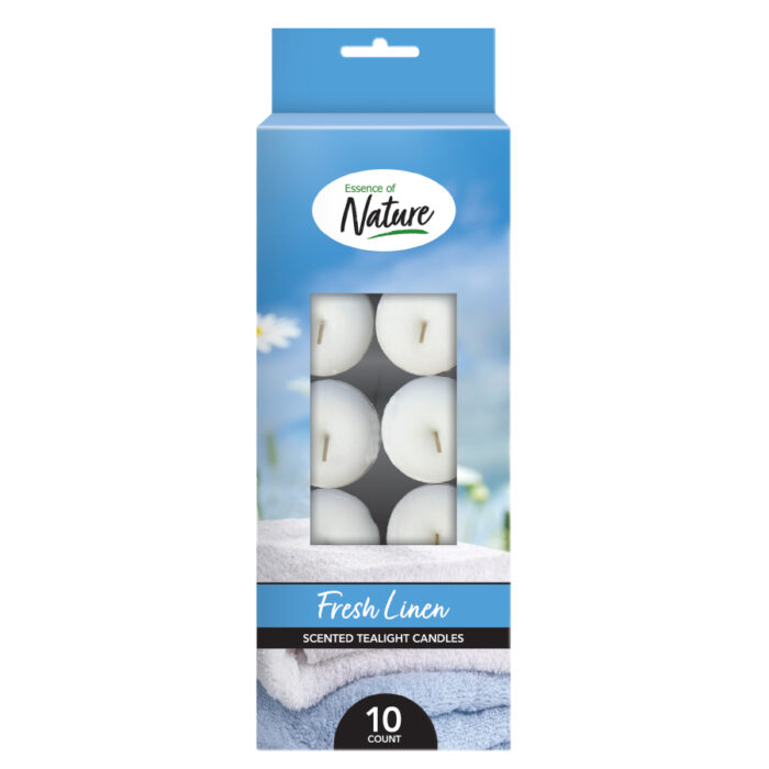 Essence Of Nature 10 Pk Scented Tealight Candle Fresh Linen - Image 1