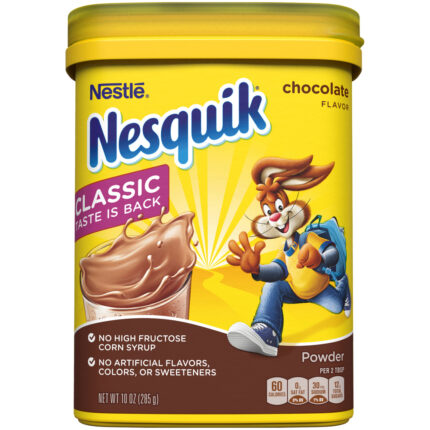 Nestle, Nesquik Chocolate Flavor Powder Drink Mix Canister, Case Of 12,  10 Oz