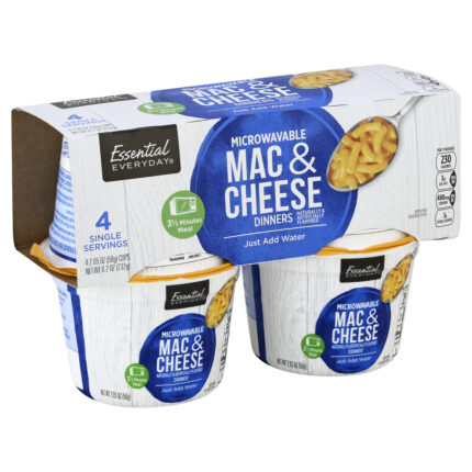 Essential Everyday, Mac And Cheese Dinners 4 Single Servings, Case Of 6, 8.2 Oz