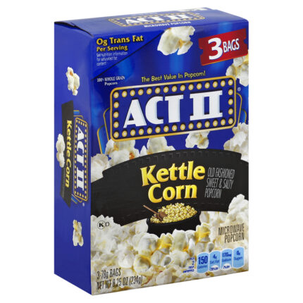 Act Il, Kettle Corn Sweet And Salty Microwave Popcorn Bags, Case Of 12, 8.25 Oz