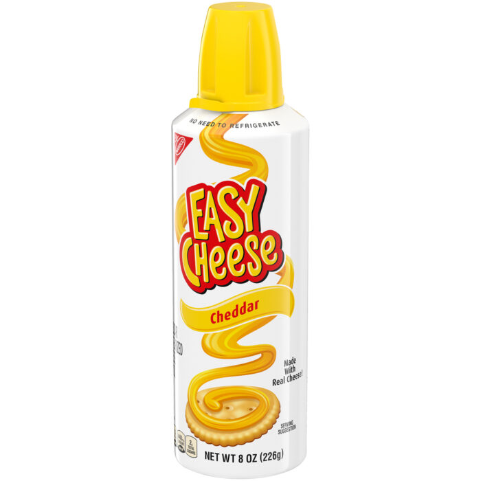 Easy Cheese, Cheddar Snack Spout Top Can, Case Of 12, 8 Oz - Image 1