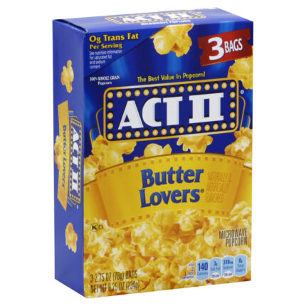 Act Il, Microwave Popcorn Butter Lovers, Case Of 12, 8.25 Oz