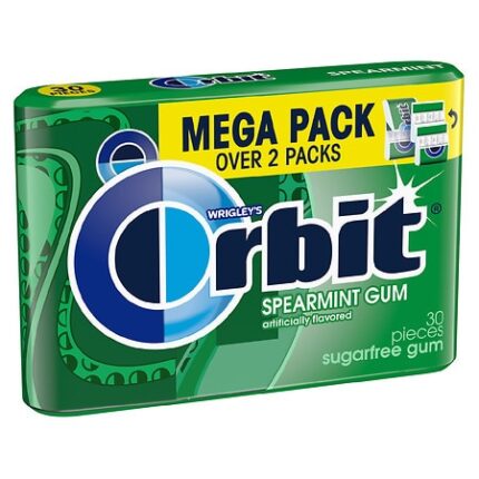Orbit, Mega Pack Sugar-Free Spearmint Gum 30 Pieces, Case Of 6, 2.01 Oz