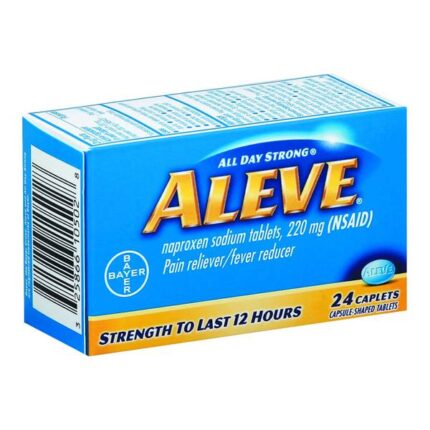 Aleve, Naproxen Sodium Pain Reliever/Fever Reducer Caplets, Case Of 3, 24 Ct