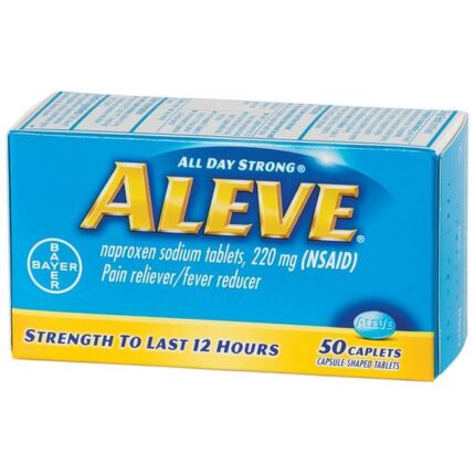 Aleve, Naproxen Sodium Pain Reliever/Fever Reducer Caplets, Case Of 3, 50 Ct