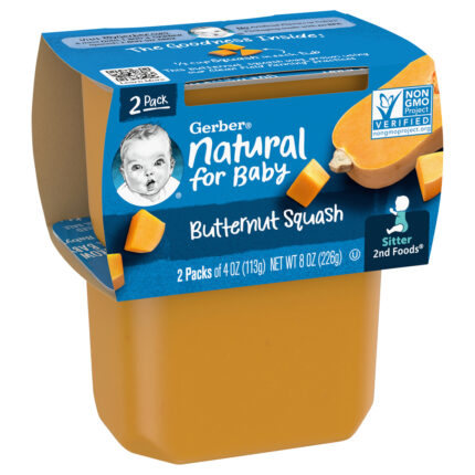 Gerber, 2Nd Foods Natural For Baby Butternut Squash Baby Food Tubs, Case Of 8, 8 Oz