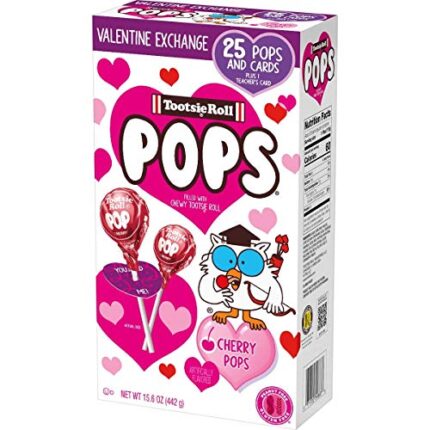 Tootsie Roll, Pops Valentine Exchange Cherry Flavor, Case Of 12, 15.6 Oz