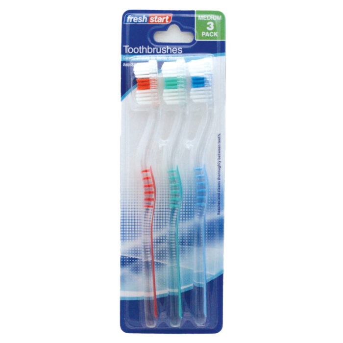 Fresh Start Toothbrush 3 Pk Medium Assorted Translucent Colors - Image 1