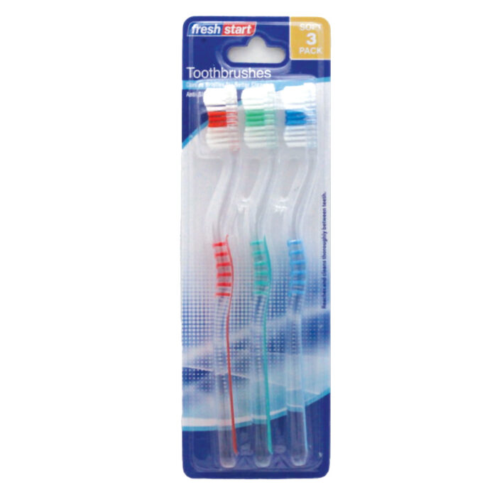 Fresh Start Toothbrush 3 Pk Soft Assorted Translucent Colors - Image 1