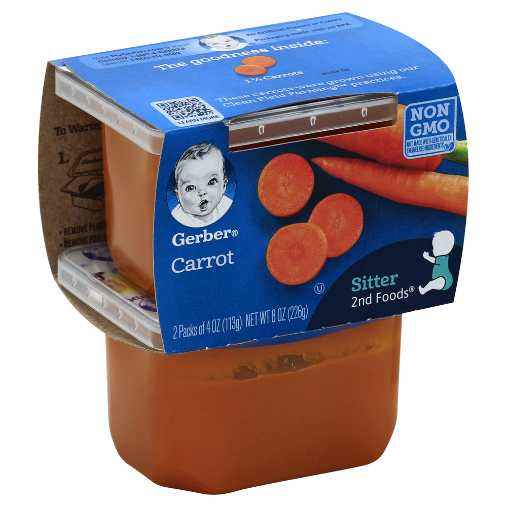 26e4716ab5914bb995287263eaea02c13Fsize3D1000_Syndigo.jpg Gerber, 2Nd Foods Natural For Baby Baby Food Carrots Tubs, Case Of 8, 8 Oz - Image 1