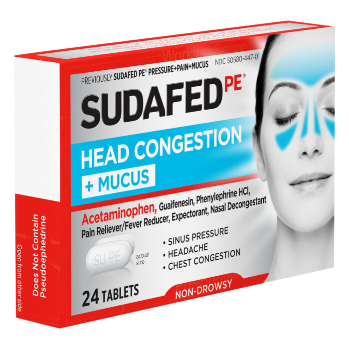 Sudafed, Tablet Non-Drowsy Head Congestion And Mucus, Case Of 6, 24 Ct - Image 1