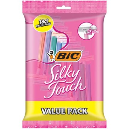 Bic, Silky Touch Disposable Razors For Women'S Value Pack 2 Blade Comfortable Shave, Case Of 6, 18 Ct